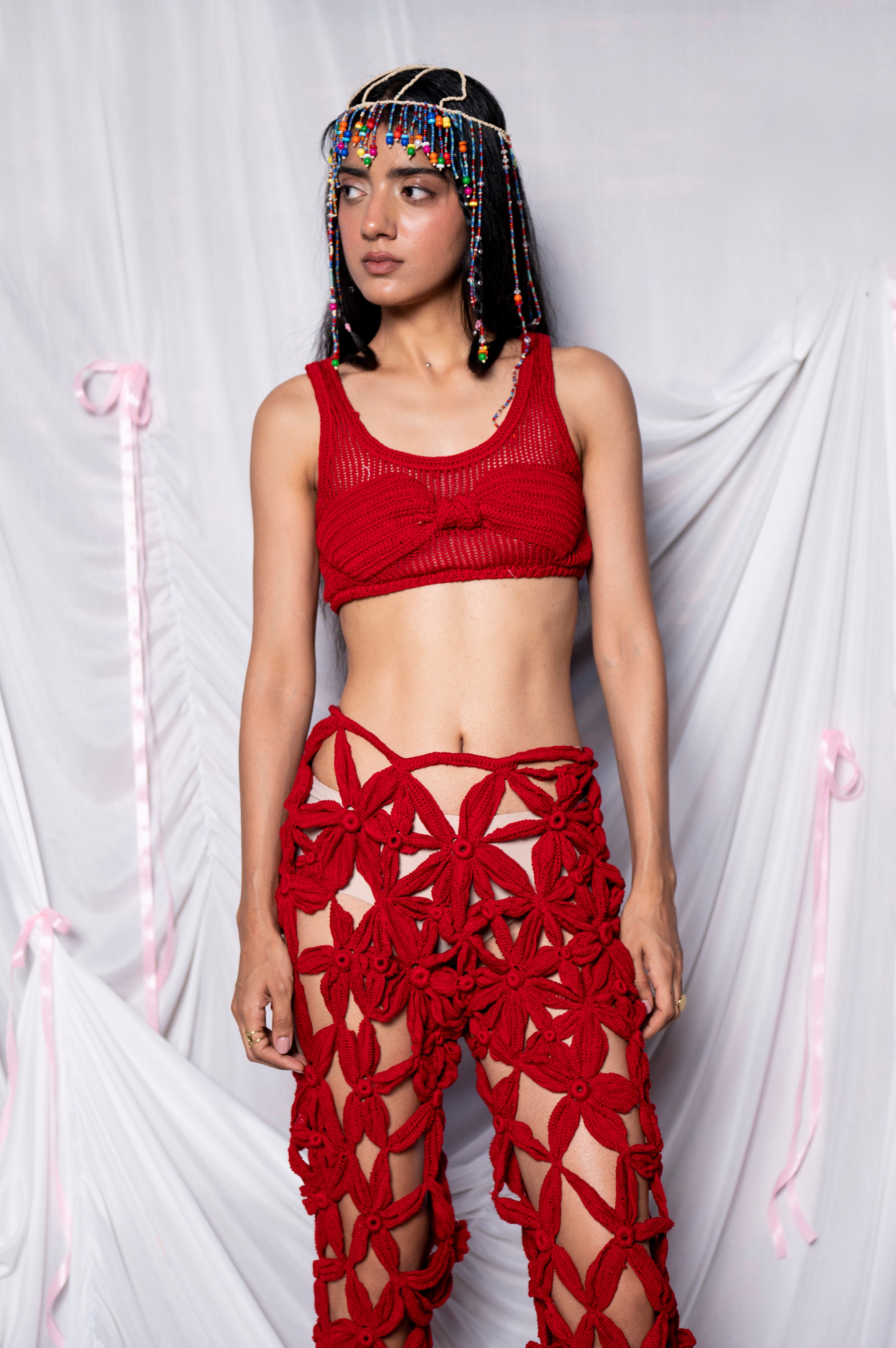 I'M A BIMBO- SCARLET CROCHET CROP TOP