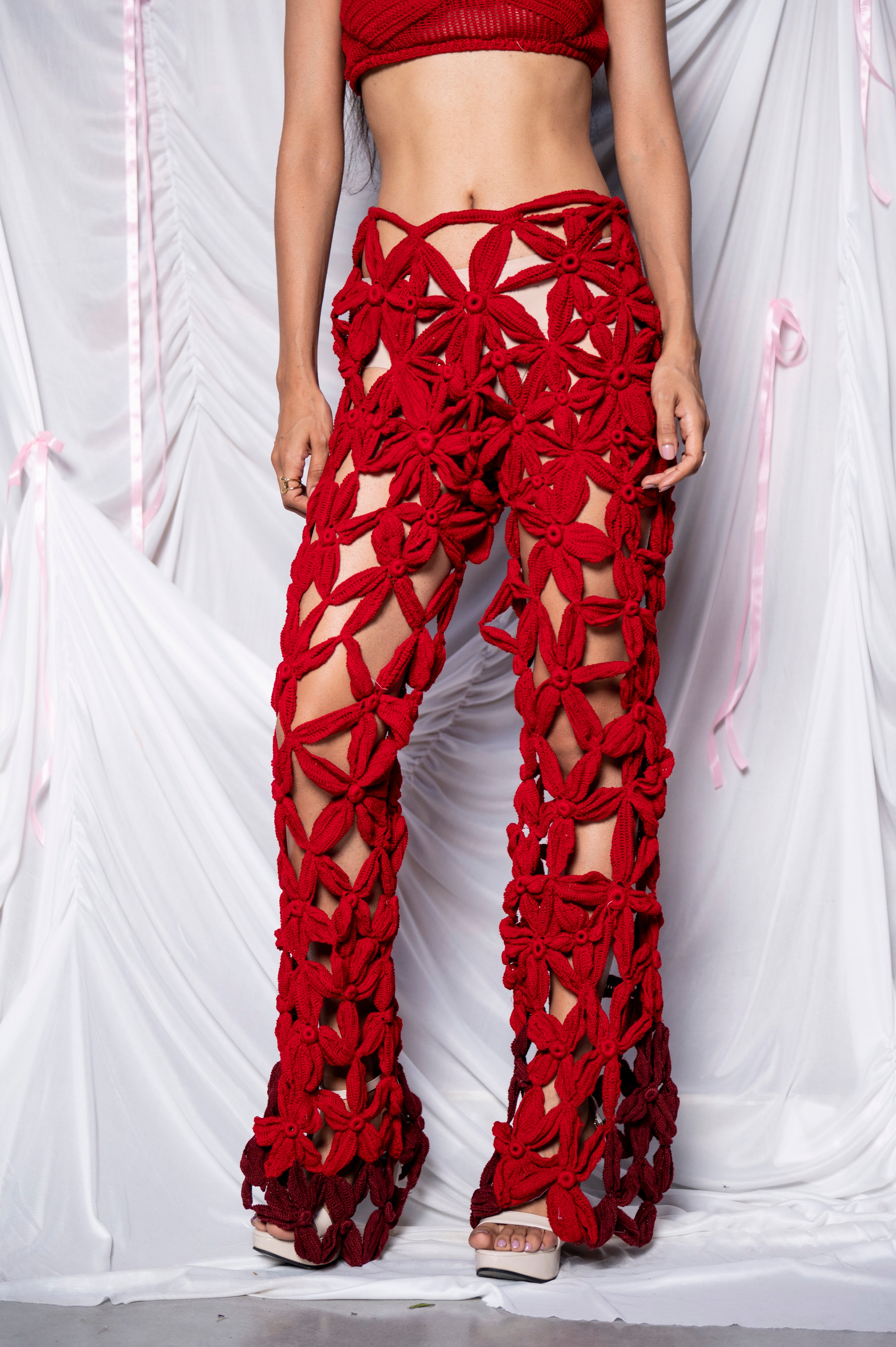 I'M A BIMBO- CROCHET FLOWER PANTS