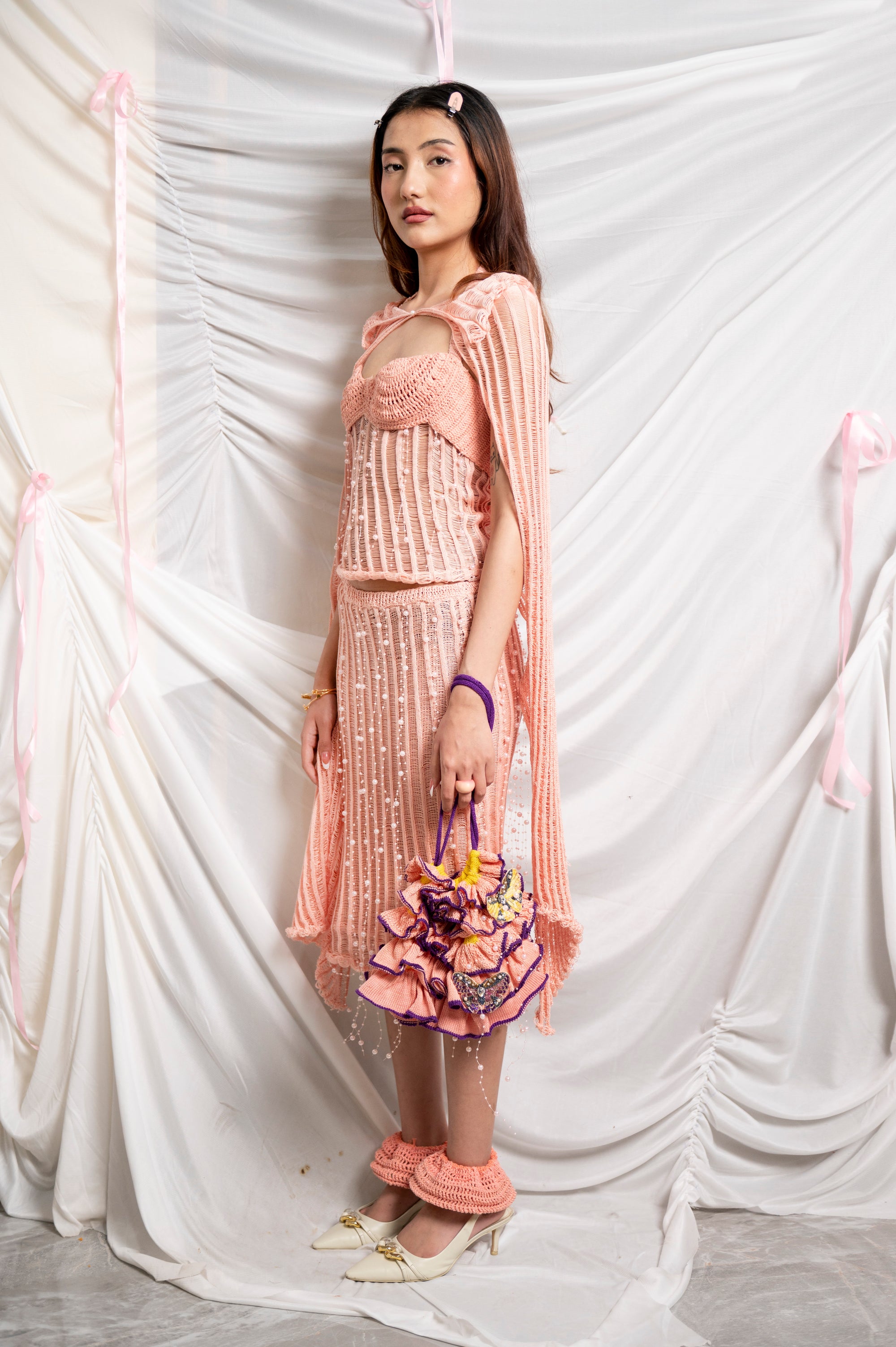 I'M HIGH MAINTENANCE- KNITTED CO-ORDS SET WITH PEARL DETAILINGS
