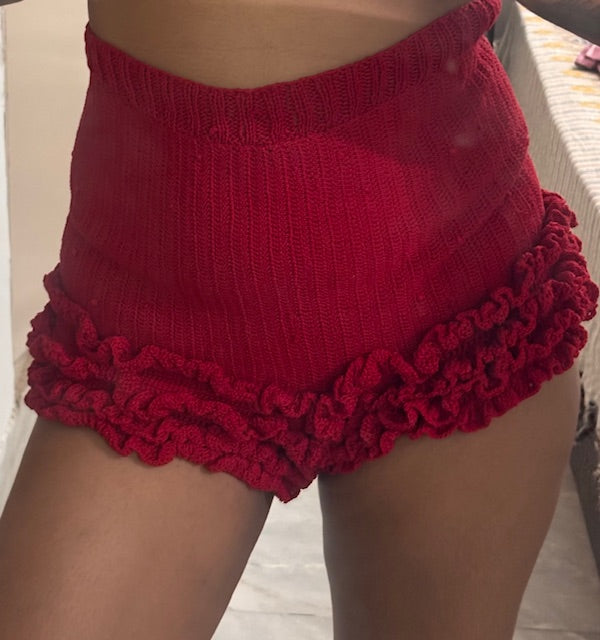 RUFFLE HIGH WAIST MICRO SHORTS