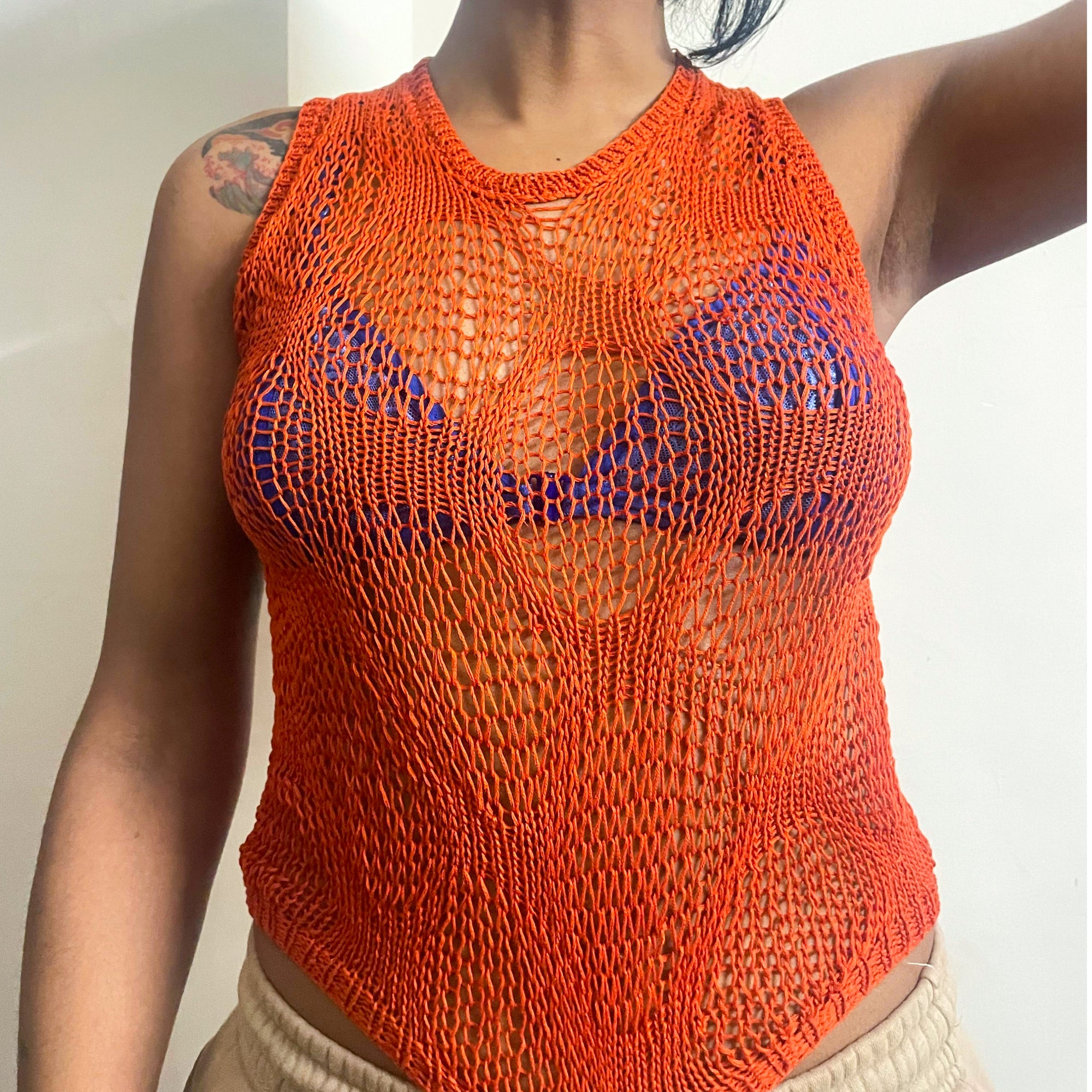 HANDKNITTED MESH TANK TOP