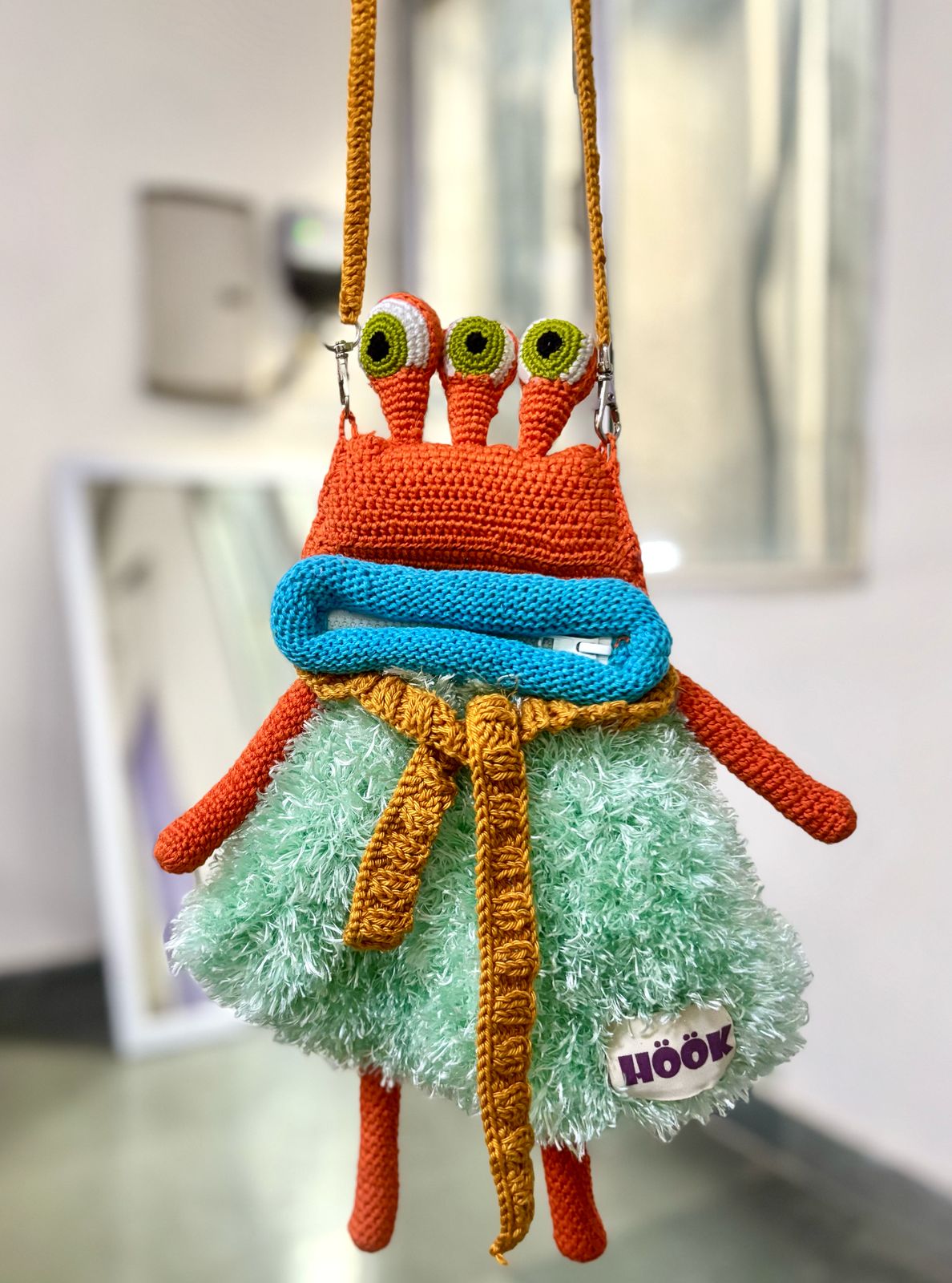 Ms. BEKABOO- Limited Edition 3-Eyed Furry Face Sling Bag